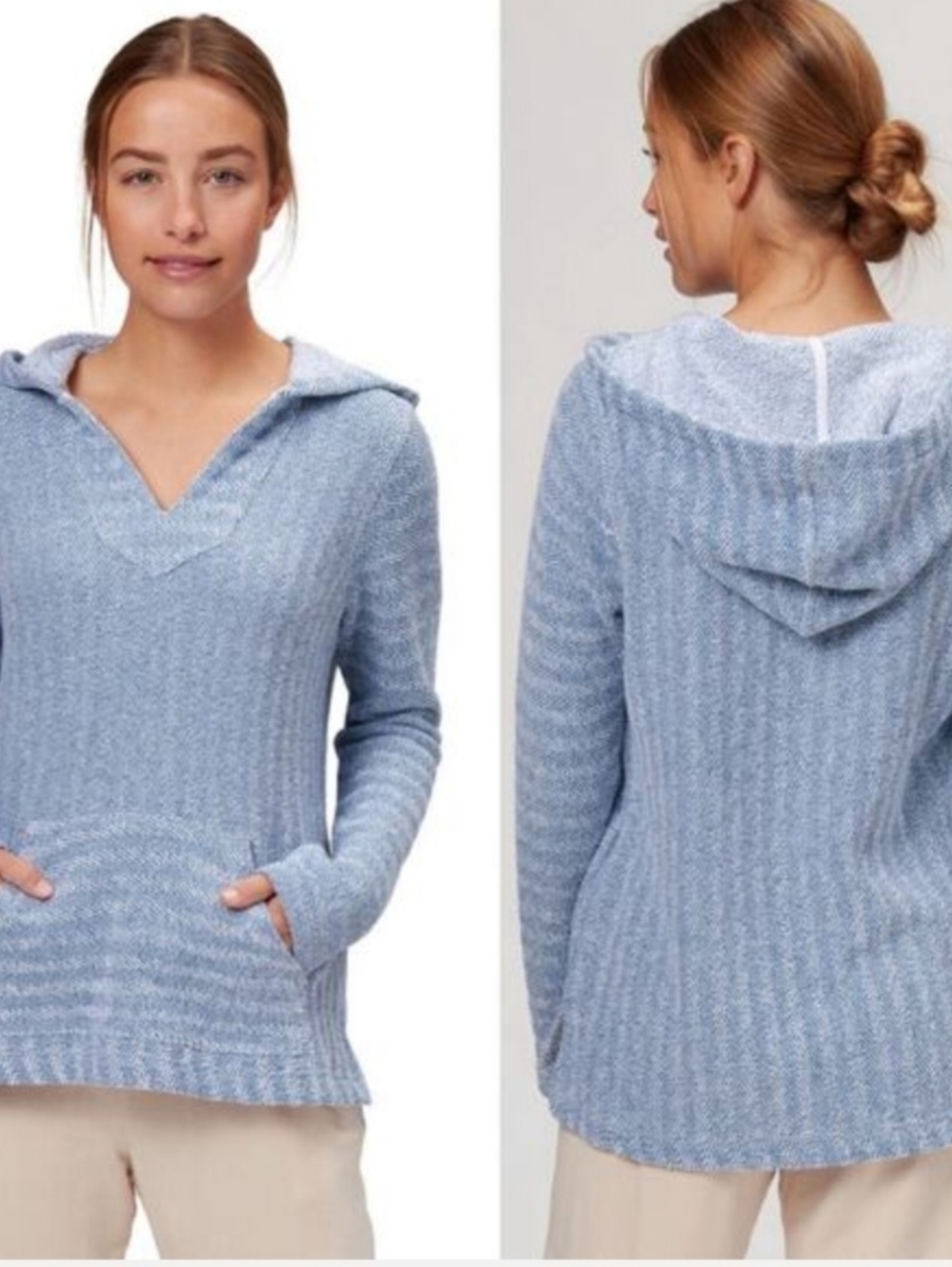 Faherty Whitewater Baja Hoodie Sweatshirt Sz Small Blue and White French Terry